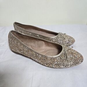 Elegant Gold Glitter Ballet Flats